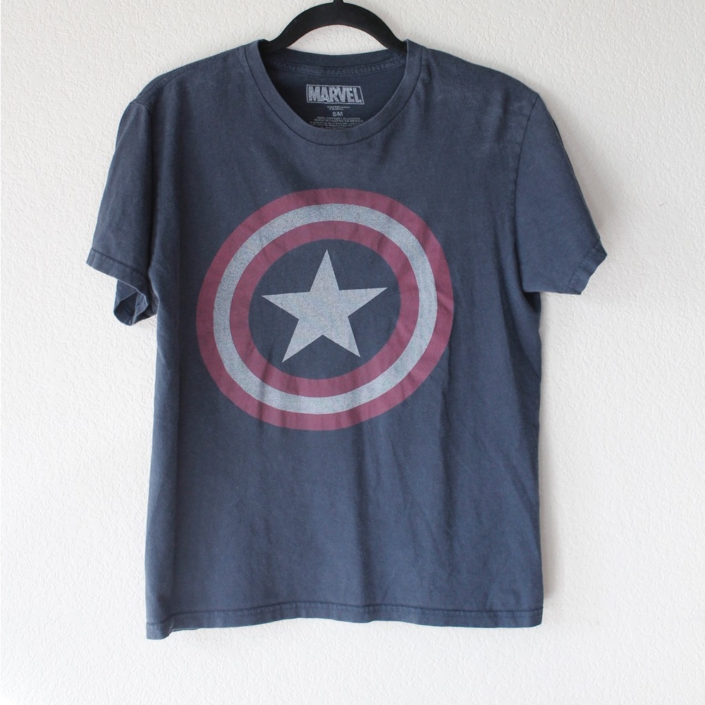 Dark Blue Captain America Graphic Tee